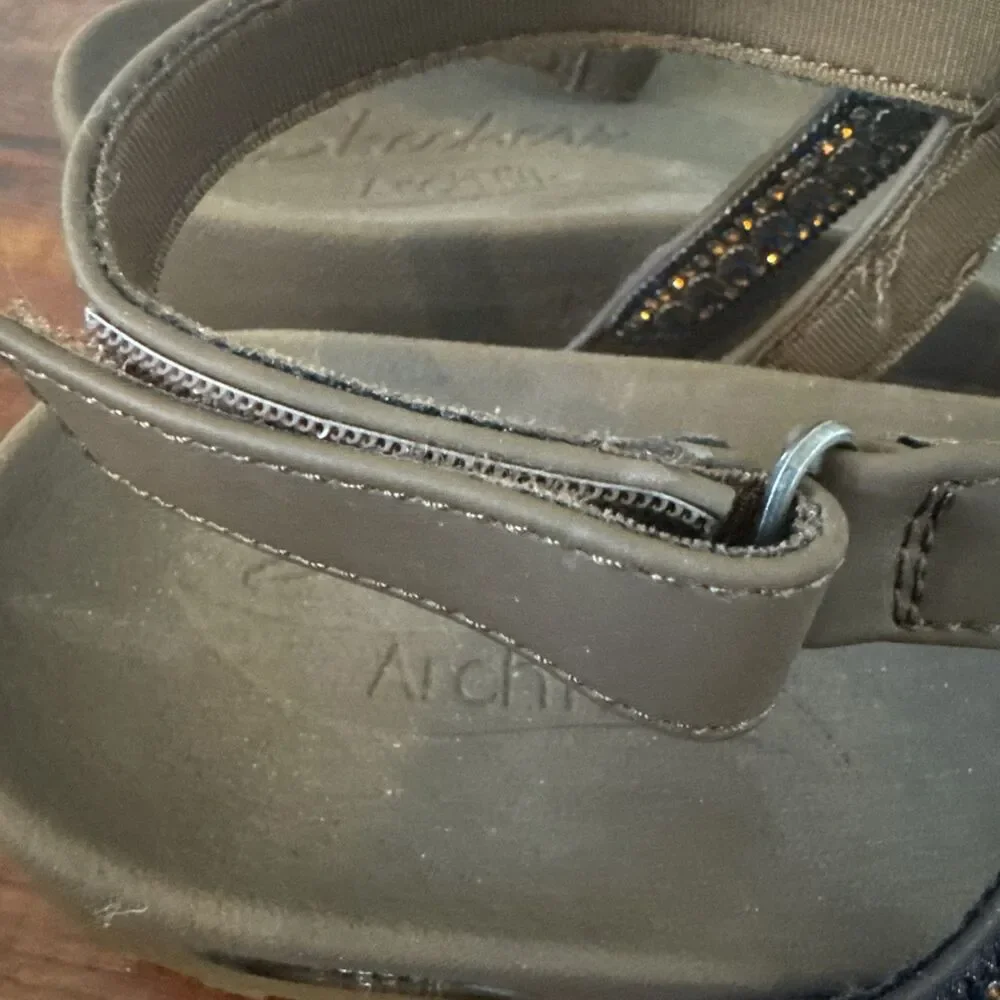 Skechers Arch Fit Womens Sandals Brown US 7 Rhinestone Hook And Loop Ankle Strap - Picture 4 of 14